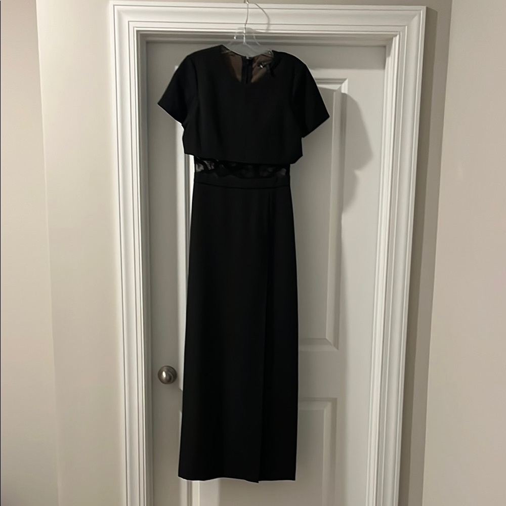 BCBGMaxAzria Black Flutter Sleeve Maxi Gown